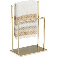 mDesign Modern Decorative Metal Fingertip Towel Holder Stand for Bathroom Vanity Countertops to Display and Store Small Guest Towels or Washcloths 2-Sided Soft Brass - BTO5HG4XU