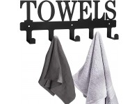 MINCORD Towel Rack 5 Hooks Black Metal Wall Mount Rustproof and Waterproof Towel Holder for Bathroom Bedroom Kitchen Towels,Robes,Keys,Coats,Clothing Outdoor Pool Beach Towel Hooks - BW2J0VFVC
