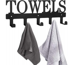 MINCORD Towel Rack 5 Hooks Black Metal Wall Mount Rustproof and Waterproof Towel Holder for Bathroom Bedroom Kitchen Towels,Robes,Keys,Coats,Clothing Outdoor Pool Beach Towel Hooks - BW2J0VFVC