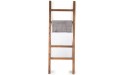 MyGift 4-Foot Brown Solid Wood Wall Leaning Quilt and Throw Blanket Ladder Bathroom Storage Hanging Towel Rack Holder with 5 Rung - BFDHBQ6UM