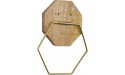 MyGift Brass Tone Metal Hexagon Wall Mounted Bathroom Hand Towel Ring with Mango Wood Geometric Backing - BTYL3E5FO
