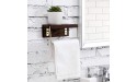 MyGift Hand Towel Rack for Bathroom Rustic Brass Tone Metal Wire and Dark Brown Burnt Wood Wall Mounted Hand Towel Holder Ring with Top Storage Shelf - BHOBI3FJV