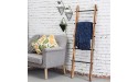 MyGift Rustic Burnt Wood Throw Blanket Ladder with 5 Metal Rungs Farmhouse Towel Storage Stand - BEL23BAEB