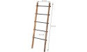 MyGift Rustic Burnt Wood Throw Blanket Ladder with 5 Metal Rungs Farmhouse Towel Storage Stand - BEL23BAEB