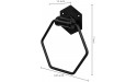 MyGift Wall Mounted Matte Black Rustic Pipe and Metal Wire Hexagonal Bathroom Hand Towel Holder Ring - BP5ZIF4BG