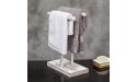 MyGift Whitewashed Wood Hand Towel Stand with Double T-Bar Bathroom Countertop Washcloth Drying Rack - BETC75W1G