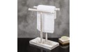 MyGift Whitewashed Wood Hand Towel Stand with Double T-Bar Bathroom Countertop Washcloth Drying Rack - BETC75W1G