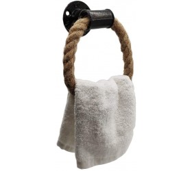 Nautical Towel Ring,Industrial Pipe Rope Towel Ring Wall Mounted Rustic Hand Towel Holder Bathroom Decor - B6D3A9B9Y