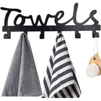 NCAM Towel Rack 6 Hooks Towel Holder for Bathroom,Rustproof and Waterproof Robe Hooks Wall Mounted Home Kitchen Storage Organizer Rack Door Hooks for Towel Robe,Coat Bag,Keys Black - BA4QUOAB7