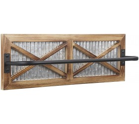 Rustic Bathroom Towel Rack Butizone Wall Mounted Towel Bar Holder with Weathered Wood and Corrugated Galvanized Metal Farmhouse Rack for Hanging Towel Towels are not Included - BL2Y8CNH6