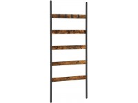 VASAGLE Blanket Ladder 5-Tier Ladder Shelf Wall-Leaning Rack Steel 25.6 Inch Wide Scarves Industrial Style Rustic Brown and Black ULLS011B01 - BMX2GAO66