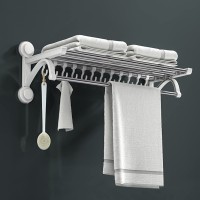 YB-OSANA Suction Cup Towel Rack Wall Mounted Towel Holder with Towel Bar and 12 Hooks 304 Stainless Steel Towel Shelf for Bathroom - BK4WPINXK