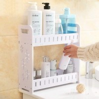2 Tier Bathroom Organizer Countertop White Corner Skincare Storage Shelf Cosmetic Organizer Holder Counter Vanity Tray for Kitchen - BAEENLXN0