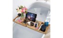 Bamboo Bathtub Caddy Tray Expandable Bath Tray for Luxury Bath Wooden Tub Tray with Reading Rack or Tablet Holder Phone & Wine Glass Holder - BGKRPOB1W