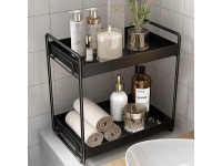 Bathroom Countertop Organizer Voldra 2 Tier Durable Metal Counter Shelf Storage Vanity Sink Organizer for Bathroom Black - B0306WYID
