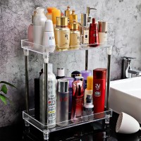 Bathroom Organizer Countertop 2-Tire Skincare Organizers Vanity Tray Corner Shelf for Makeup Cosmetic Perfume Multi-Functional Acrylic Organizer in Vanity Dresser Bathroom Kitchen Living Room etc. - B3AT901CI
