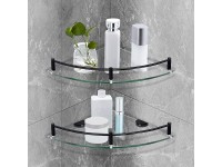 Bathroom Shelf  Glass Shelf Shower Organizer Corner Floating Shampoo Holder Shower Shelf with Rail 2 Pack - BFIB57Y9F