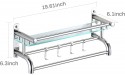 Bathroom Shelf with Towel Bar and 4 Hook Towel Rack Thicken Polished Stainless Steel Wall Mounted Glass Shower Shelf Rectangular 19.69Inch - B0QRQVV4P