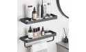 Bathroom Wall Shelf Black 15.7 in Glass Shelf for Bathroom Floating Shelf with Towel Holder Glass Shower Shelf 2 Tier - BI7HIOPDM