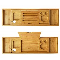 Bathtub Caddy Tray for Tub Bamboo Expendable Bath Accessories for Bathroom Luxury Spa Table Board for Reading Laptop,Ideal Gift - BLJ2542GM
