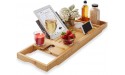 Casafield Bathtub Caddy Bamboo Adjustable Bath Organizer for Tablet Book Phone Wine Glass Candles and Soap Expandable Spa Tray Fits Most Tubs - BVMAOXRRV