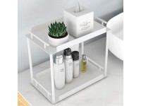 FLE Bathroom Organizer Countertop,2 Tier Bathroom Counter Organizer Kitchen Spice Rack Cosmetic Organizer,Countertop Storage Shelf for Bathroom Kitchen Living Room Bedroom Dressing Table,White - BCL1907MR