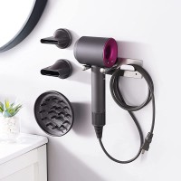 Hair Dryer Stand for Dyson Supersonic Hair Dryer SUS304 Dyson Hair Dryer Wall Mount Punch- Free Dyson Hair Dryer Holder Dyson Hair Banjekt Silver - BBB4GHE1L