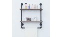 Industrial Bathroom Shelves Wall Mounted 2 Tiered,Rustic 24in Pipe Shelving Wood Shelf with Towel Bar,Farmhouse Towel Rack,Metal Floating Shelves Towel Holder,Iron Distressed Shelf Over Toilet - B1JP1NEX0