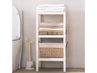 IOTXY Solid Wood Storage Rack 3-Tier All Lumber Floor Standing Shelving Unit with Adjustable Feet for Home Bathroom Towels Shelves Organizer Easy Assembly and Full Upgraded in 2022 White - BNT7RR0YF