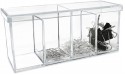 Isaac Jacobs 2-Pack 4-Compartment Clear Acrylic Organizers with Lid 9” L x 3” W x 4” H Makeup Brush Holder Sectional Tray Storage Solution for Makeup Crafts Office Supplies & More 2 Clear - B2ZW3HNPU