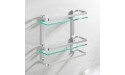 KES Bathroom Tempered Glass Shelf 2 Tier Storage Glass Shelf Rectangular with Towel Bar Wall Mounted Anodized Aluminum Finish A4127B - BFCLTOKWR