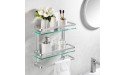 KES Bathroom Tempered Glass Shelf 2 Tier Storage Glass Shelf Rectangular with Towel Bar Wall Mounted Anodized Aluminum Finish A4127B - BFCLTOKWR