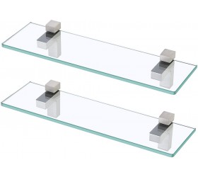 KES Glass Shelf for Bathroom 15.8-Inch Bathroom Wall Shelf with Rectangle Tempered Glass and Brushed Nickel Bracket 2 Pack BGS3201S40-2-P2 - BHR6FA6FV