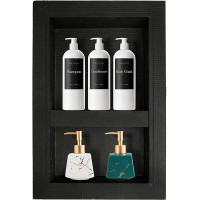 Las Palmas Recessed Black Wall Mounted Shelve for Bathroom Shelves Tileable Wetroom Shower Wall Niche for Shampoo and Body Wash Wet Room Recess with Separate Modular Prefabricated Shelf Organizer - BEPKZMO89