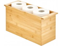 mDesign Bamboo Storage Organizer Tray Box with Handles; Deep Wooden Toilet Tank Basket for Bathroom Vanity Countertop Toilet Tank Natural 6" Tall - BZ862D0FS