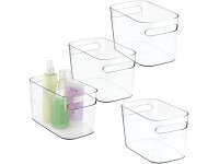 mDesign Deep Plastic Bathroom Vanity Storage Bin with Handles Organizer for Hand Soap Body Wash Shampoo Lotion Conditioner Hand Towel Hair Brush Mouthwash 10" Long 4 Pack Clear - BL0IIQNV4