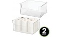 mDesign Plastic Open Front Bathroom Storage Bin Organizer for Body Wash Shampoo Lotion Conditioner Hand Towel Toilet Paper Hair Brush Mouthwash 16 Wide 2 Pack Clear - B0DOLB6K4