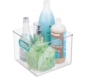 mDesign Plastic Storage Organizer Container Cube Bin with Handles for Bathroom Vanity Countertops Shelves Cabinets Organization Holds Soaps Body Wash Shampoos Lotion 8 x 8 Clear Blue - BE9O9BBZX