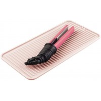 mDesign Silicone Heat-Resistant Hair Care Styling Tool Mat Tray Rest Curling Irons Flat Irons Straighteners Wands on Bathroom Countertop Raised Edges Non-Slip Waterproof Light Pink Blush - BPAY1FDFU