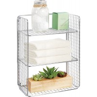 mDesign Tall Metal Wire Farmhouse Wall Decor Storage Organizer Shelf with 3 Levels for Bathroom Entryway Hallway Mudroom Bedroom Laundry Room Wall Mount Chrome - BEIALO9R3