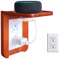 NIUXX Wall Outlet Shelf with Magnetic Cord Management Wooden Bathroom Outlet Shelf with 2 Outlet Covers Ideal for Echo Alexa Smart Home Speakers Toothbrush Space-Saving Wall Stand Accessories - B5MOWVHPL