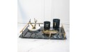 PuTwo Decorative MDF Marble Print Handmade Vanity Perfume Jewelry Metal Handle Trinket Catchall Tray for Dresser Bathroom Table Black - B0FPSE1WZ