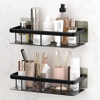 Shower Caddy Bathroom Shelf SNLWS Thicken No Drilling Traceless Adhesive Wall Mounted Storage Organizer for Bathroom Lavatory Washroom Restroom Shower Toilet Kitchen Black2 Pack - BL0LAH21O
