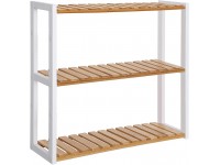 SONGMICS Bamboo Bathroom Shelf 3-Tier Adjustable Plants Rack Wall-Mounted or Stand in The Living Room Balcony Kitchen Natural and White UBCB13WN - BBSD0FVBC