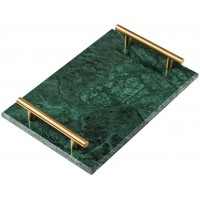 StonePlus Natural Real Marble Tray Catchall Key Perfume Tray Serving Tray with Handles for Living Dining Room Drak Green,11.8Lx7.87W - BG96YYVV9
