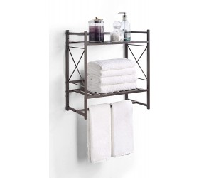 SunnyPoint Classic Square Bathroom Shelf 2 Tier Shelf with Towel Bar Wall Mounted Shower Storage Classic Wall Mount ORB - BV8RJMZD4
