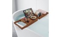 Teak Bathtub Tray Expandable Wooden Bath Tray for Tub with Wine and Book Holder Solid Bathroom Caddy with Free Teak Body Brush - B4Y1768CR