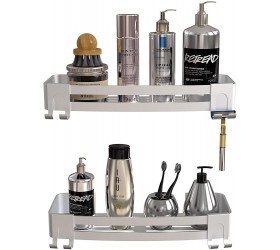Vdomus Aluminum Shower Shelf for Inside Shower with Razor Hooks No Drill Need Floating Tile Shower Shelves 2-Pack - BQHAE7NAI