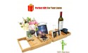 Widousy Premium Bamboo Bathtub Caddy Trays with Extending Sides Reading Rack Tablet Holder Cell Phone Tray and Luxury Wine Glass Holder - B9XOQJFKG