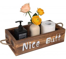 YCOCO Bathroom Decor Box 2 Sides with Funny Sayings ,Wood Toilet Tank Storage Tray Vintage Wooden Organizer for Tissues Rustic Toilet Paper Holder,Farmhouse Kitchen Bathroom Decor,Brown - BE8L6UQI3